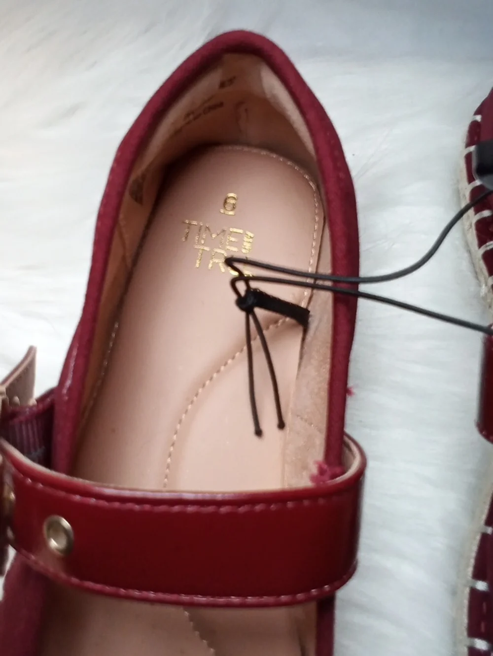 Time and Tru Women's Wine Mary Jane Espadrille Flats